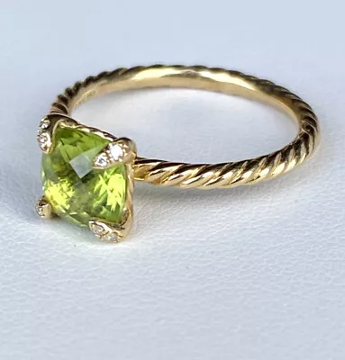 David Yurman 18K Yellow Gold Peridot Chatelaine Diamond Ring Sz 6-6.25 • $645