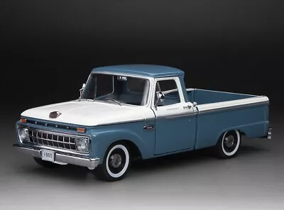 1965 FORD F-100 CUSTOM CAB PICKUP MARLIN BLUE/WHITE 1:18 SCALE By Sun Star • $120.14