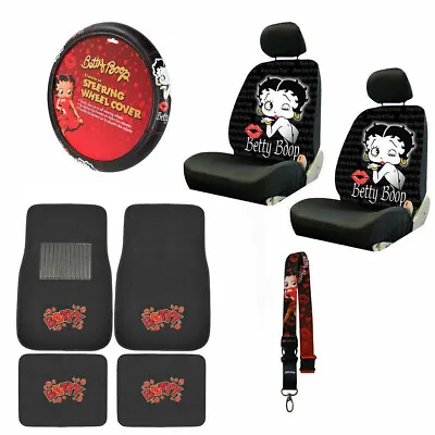 $87.46 • Buy New 10pc Betty Boop Car Front Back Floor Mats Seat Covers & Steering Wheel Cover