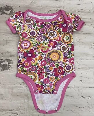 Vera Bradley Baby Girls 3-6 Months Pink Floral Lilli Belle Ruffled Seat Bodysuit • $9.99