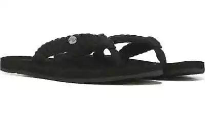 ROXY Women's Black Woven Lowtide Flip Flops Sandals Size 6 • $28