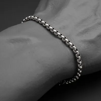 Mens Bracelet Box Chain Stainless Steel Silver Colour • £9.99