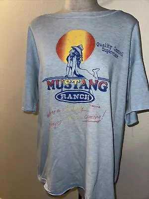 Vintage 80s Mustang Ranch  Blue T-shirt Size M (0812) • $50