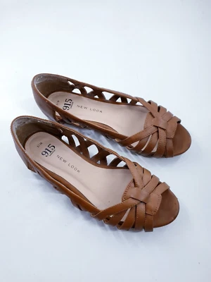 £10 • Buy New Look 915 Size 3 (36) Tan Brown Faux Leather Flat Peeptoe Ballet Pumps