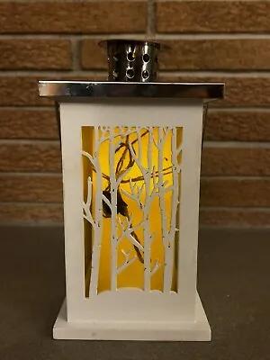 Wood And Metal Lantern With Flameless Candle Birch Tree Design • $19