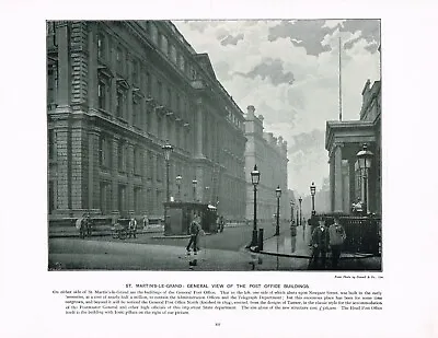 St Martin's Le Grand Post Office Buildings London Antique Print C1896 TQL#335 • $6.94