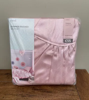 £27.99 • Buy Next Princess Pink Shimmer Ruched Scalloped Single Duvet Set - BNIP