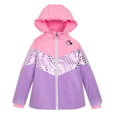 NWT Disney Store Minnie Mouse Raincoat Jacket Hood Pink Fleece Lined Many SZ  • $39.56