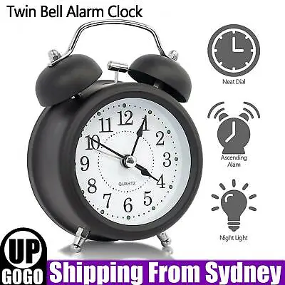 $14.99 • Buy Twin Bell Alarm Clock Vintage Retro Loud Clocks Battery Bedside Desk Analogue AU
