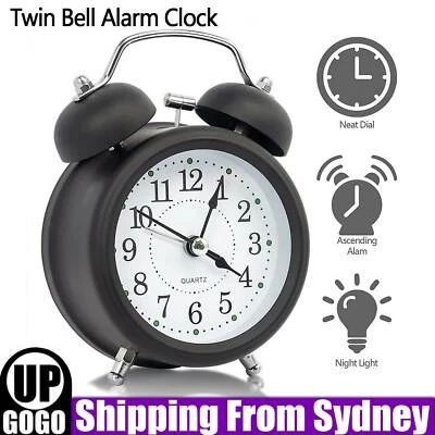 Twin Bell Alarm Clock Vintage Retro Loud Clocks Battery Bedside Desk Analogue AU • $17.89