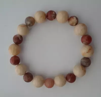 New 10mm Fossil Jasper & 8mm Lepidolite Beaded Bracelet Buy Any 2 Get 3rd Free • $4.81