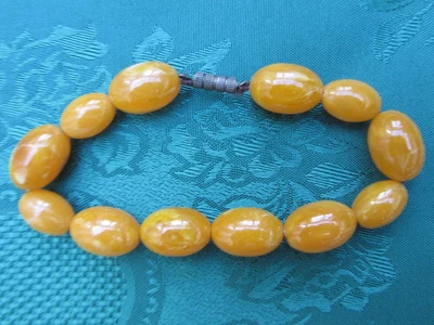 £12.50 • Buy Vintage Beaded Bracelet ?Early Plastic ?Bakelite Egg Yoke Yellow Orange Amber