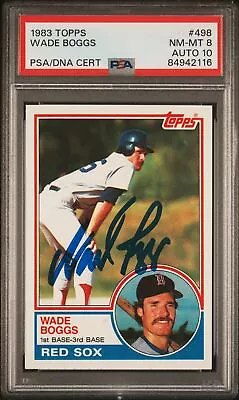 1983 Topps #498 Wade Boggs Rc Red Sox Hof Psa 8 Dna Auto 10 B3908492-116 • $118.99