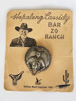 Vintage 1950 Hopalong Cassidy Cast Metal Pinback On Card • £12.16