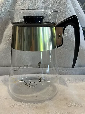 Vintage Mid Century Modern GoldGlass Beverage Server Carafe Pot Pitcher 4-6 CUP • $25