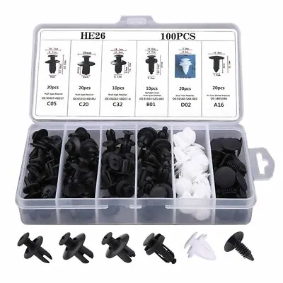 6size 100pc Clip Trim Car Push Pin Rivet Bumper Door Panel Retainer Fastener Kit • $17.78