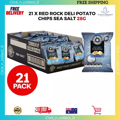 21 X Red Rock Deli Potato Chips Sea Salt 28g No Added Colours Free Shipping AU • $24.78