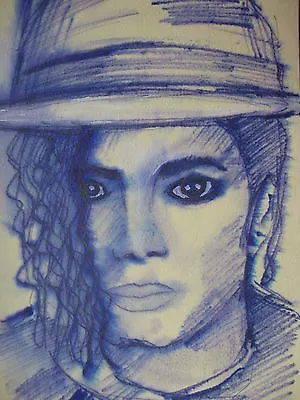 Watercolor Pencil Painting Michael Jackson Portrait Pop King 55 X 75 Inches • $35