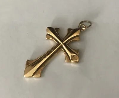 Vintage 18ct 18k Gold French France Cross Pendant Eagle Backstamp - Some Dents • £68