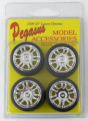 1:24 Scale Chrome 23  Luxor Rims With Tires (4) - Pegasus Models #2309 • $16.78