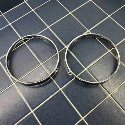 $60 • Buy Vintage VW German Hella SB12 Headlight CHROME RINGS Pair Type 3 Bug Bus Thing