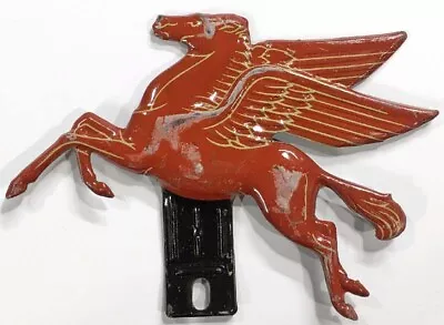 Vintage 1950s Mobil Oil Gas Station Pegasus Flying Horse License Plate Topper • $16.50