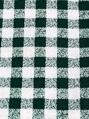 Vintage Fabric Traditions Hunter Green & White Medium Gingham Plaid 1Y X 44 W • $12