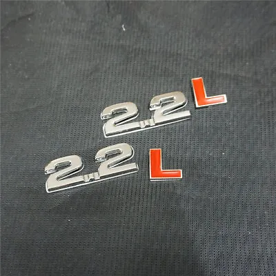 2x Red Silver Chrome 2.2L Metal Sticker Emblem Decal Badge Sports 3D Engine Auto • £13.19