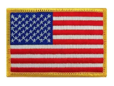 American US Flag Embroidered Military Biker Patch With Gold Borders • $6.50