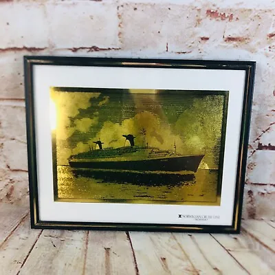 Vtg Norwegian Cruise Lilne Norway Gold Foil Print 10  X 8  • $12.70