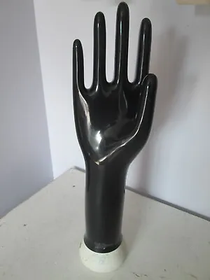 Vintage Black Tall Porcelain Hand Mannequin Art Deco Industrial 8 1/2 Glove Size • $32