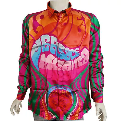 SATIN Mens Versace Shirt Button Down 2XL Size Long Sleeve Multicolor • $119