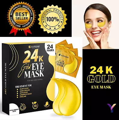 24K Gold Under Eye Patches For Puffy Eyes (24 Pairs Individually Wrapped) • $12.99