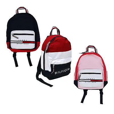 Tommy Hilfiger Backpack Canvas Small Book Bag 2 Pocket Colorblock School New Nwt • $58.99