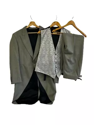 Tailcoats Tails EX Hire Grey 3 Piece Wedding Suit Waistcoat And Trousers Charity • $99.46