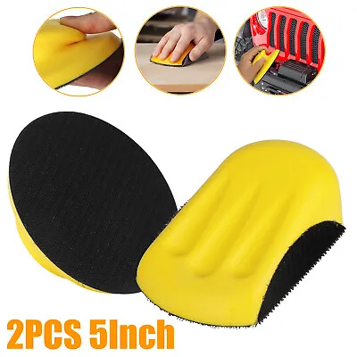 2Pcs 5  Mouse & Round Foam Hand Sanding Block Hook Loop Backing Sander Disc Pad • $12.48