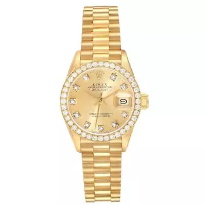 Rolex 26mm Presidential 18K Gold Wristwatch W/ Diamond Dial & Bezel. (69138) • $15995