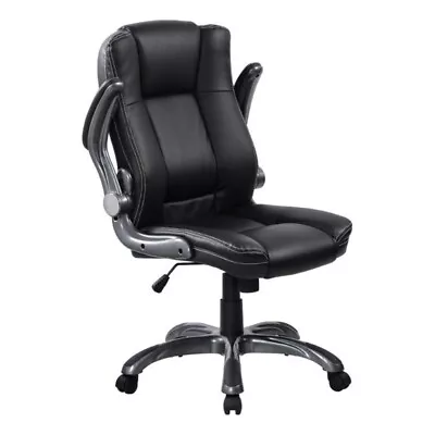 Pemberly Row Medium Back Manager Chair With Flip-up Arms In Black • $159.17