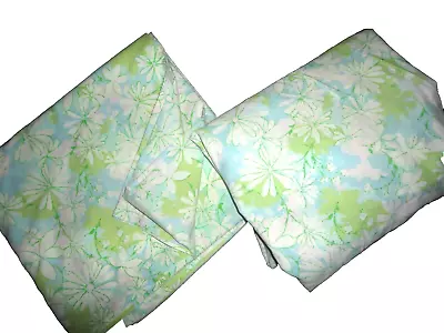 Vintage St. Mary's Blue & Green Floral (2p) Full Fitted & Flat Sheet Set • $42.40