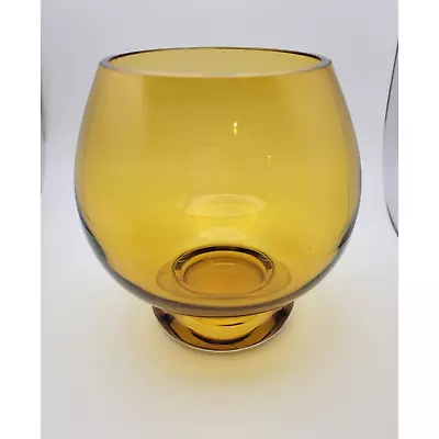 Mid Century Mod Amber Poland Glass Vases Candle Holder Large • $15.30