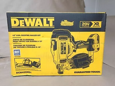 Dewalt DCN45RND1 20V MAX XR 15 Degree Cordless Coil Roofing Nailer Kit - NEW • $379.99