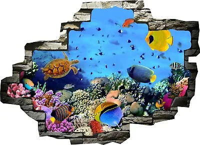 Under Water Wall Earthenware Decor 3D Kitchen Bathroom Fish Mural Sticker Z549 • £10.99