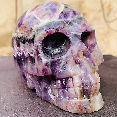 953g Natural Amethyst Hand Carved Skull Crystal Specimen Healing • $0.99