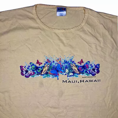 Vintage Y2K Maui Hawaii Butterflies Shirt Size XL Colorful Nature Art Print • $14.95
