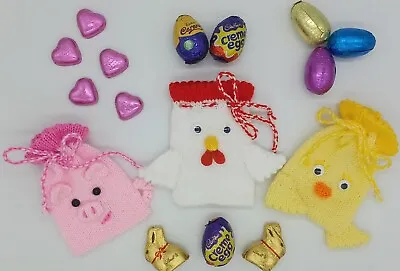 KNITTING PATTERN 🐣 Easter DK Chocolate Chick Pig Treat Bags Creme Egg Hunt EASY • £1.99