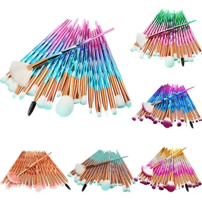 20x Unicorn Diamond Make Up Brushes Set Foundation Powder Brush Eyeshadow Lip • £6.29