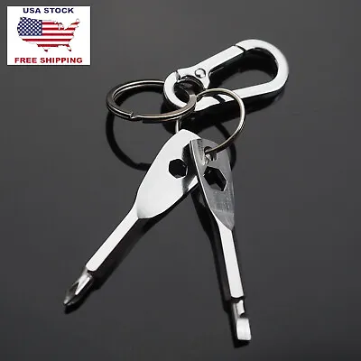 Screwdriver Keychain Set EDC Pocket Tool Hex Nut Wrench Key Ring Carabiner Clip • $7.49