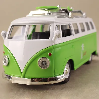 Green 1962 Samba Volkswagen Microbus T1 Kombi Surfboard 1:32 14cm Diecast Metal • $30