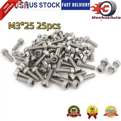 M3 X 3mm Metric A2 Stainless Steel Allen Hex Socket Cap Head Screw Bolt DIN 912 • $5.11