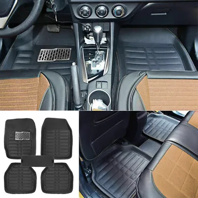 $28.60 • Buy 5PCS Auto Floor Mats For Leather Liners Black Heavy Duty All Weather For Car